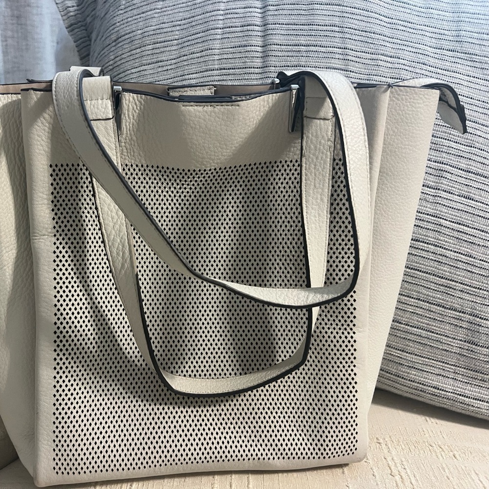 Vince Camuto Cream Perforated Tote Bag